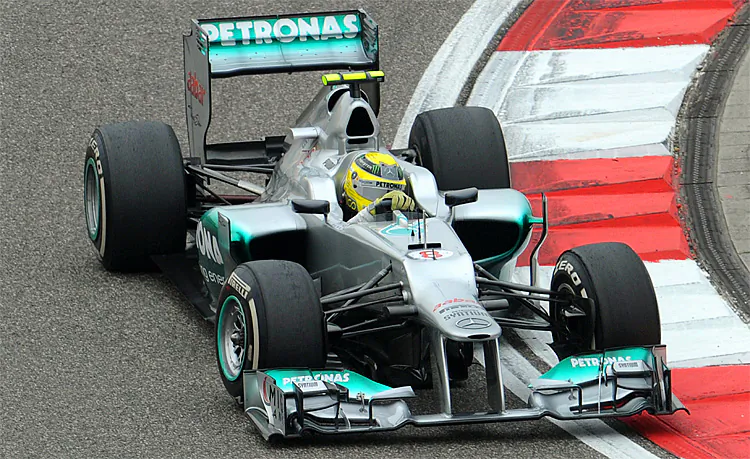 Mercedes-AMG driver Nico Rosberg scored the team’s first pole and the first for Mercedes since 1955 qualifying for the Formula One Chinese Grand Prix. (Mark Ralston/AFP/Getty Images)