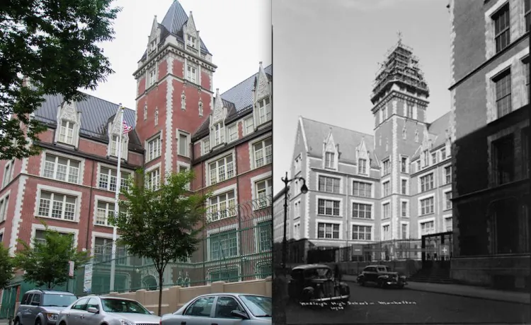 DeWitt High School was the largest high school in the nation when it was built in 1906, with 78 classrooms, an auditorium, two gyms, four study halls, and 14 laboratories for 3,700 students. It is now the John Jay College of Criminal Justice, seen in Manhattan on Sept. 5. (Benjamin Chasteen/The Epoch Times)