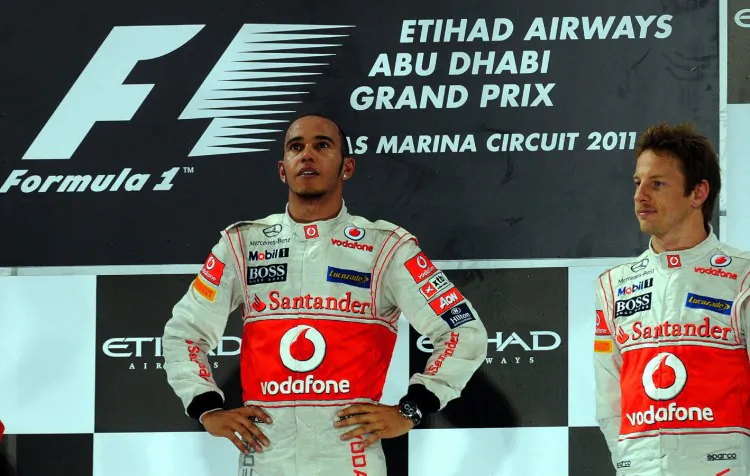Fernando Alonso was happy with second in the Abu Dhabi Grand Prix. He was lucky Button had KERS failure or McLaren might have swept. (Clive Mason/Getty Images)