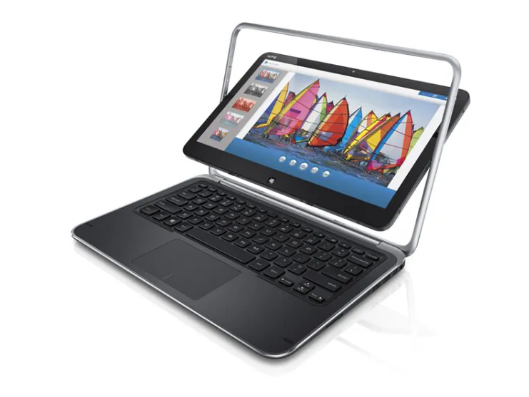The Dell XPS 12 is an ultrabook with a touchscreen display and a flip-hinge on its keyboard, which allows users to flip back the keyboard and use it like a tablet. (Courtesy of Dell)