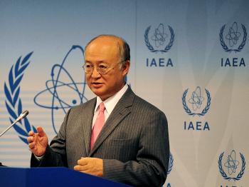 Yukiya Amano, Director General of the International Atomic Energy Agency (IAEA) speaks during a press conference after the first meeting of IAEA's Board of Governors at the IAEA headquarters in Vienna on September 13, 2010. (Joe Klamar/AFP/Getty Image)