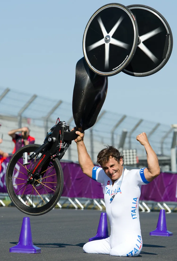Former Formula 1 race car driver Alex Zanardi of Italy won the gold medal in the men’s individual H4 time trial on Wednesday. (Leon Neal/AFP/GettyImages)