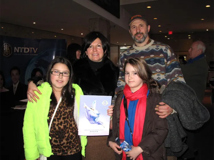 Newspaper publisher Maia Master, her husband, Vladimir Master and their two children at Shen Yun in Toronto on Jan. 20, 2013. (Allen Zhou/The Epoch Times)