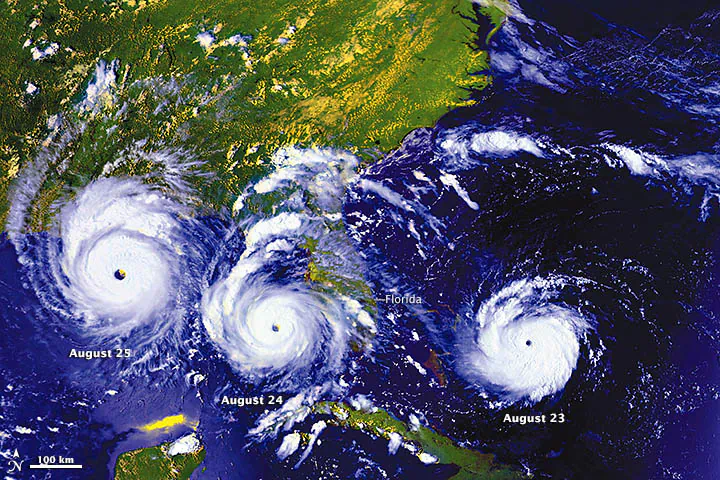 Hurricane Andrew, a category 5 storm, hit southern Florida on Aug. 24, 1992. With the controversial new technique, the intensity of such destructive hurricanes could be significantly reduced. (NASA)