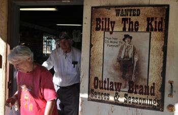 A photo of a store selling Billy the kid merchandise in Lincoln, New Mexico on October 21, 2010. (Mark Ralston/AFP/Getty Images)