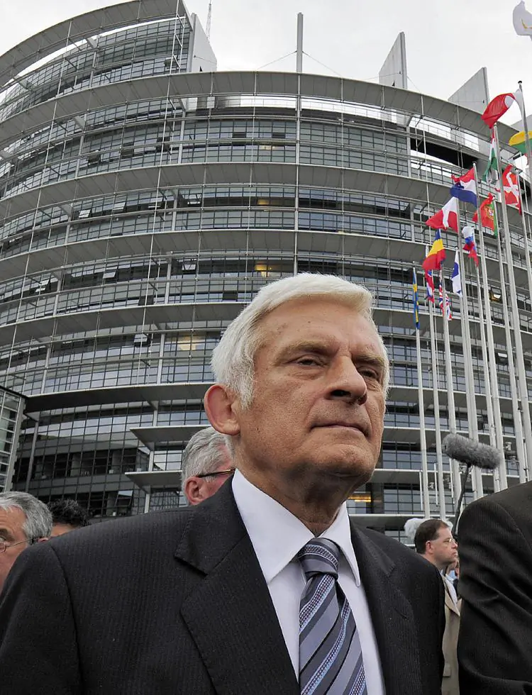 In this file photo, European Parliament president Jerzy Buzek stands outside the European Parliament in Strasbourg. (Dominique Faget/AFP/Getty Images)