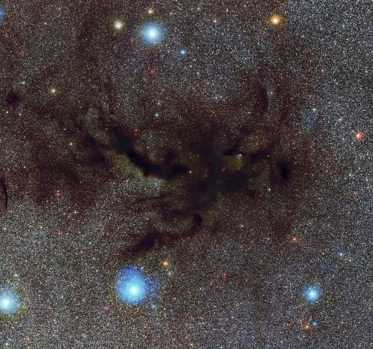This picture shows Barnard 59, part of a vast dark cloud of interstellar dust called the Pipe Nebula. (ESO)