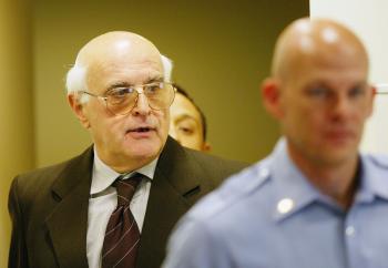 Former Colonel and Bosnian Serb Army Security Chief, Ljubisa Beara appears at the War Crimes Tribunal on October 12, 2004 in The Hague, Netherlands. (Michel Porro/Getty Images) Former Colonel and Bosnian Serb Army Security Chief, Ljubisa Beara appears at the War Crimes Tribunal on October 12, 2004 in The Hague, Netherlands. (Michel Porro/Getty Images)