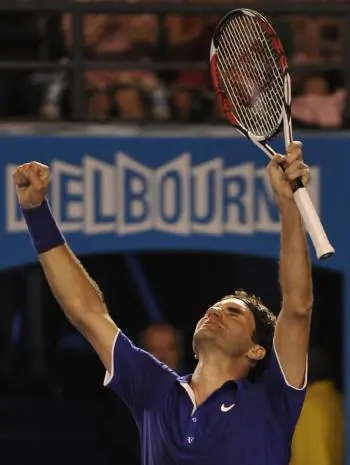 ALMOST THERE: Federer has a shot at tying Sampras's record of 14 grand slam titles. (WILLIAM WEST/AFP/Getty Images)