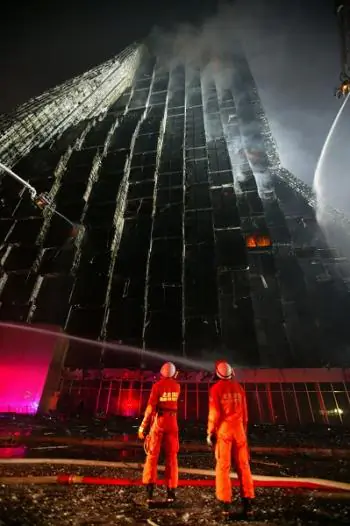 A fireworks show on the evening of Feb. 9 resulted in a major fire at CCTV’s new site. (Getty Images)