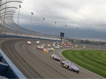 Matt Kenseth, in the #17 Crown Royal Ford, leads a group of cars around a turn at Fontana Auto Club Speedway during the NASCAR Sprint Cup Series Auto Club 500. (Jeff Gross/Getty Images) Matt Kenseth, in the #17 Crown Royal Ford, leads a group of cars around a turn at Fontana Auto Club Speedway during the NASCAR Sprint Cup Series Auto Club 500. (Jeff Gross/Getty Images)