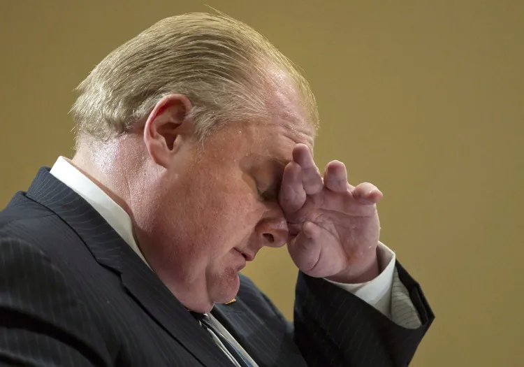 Toronto Mayor Rob Ford is facing the prospect of losing his job as a judge weights whether he violated conflict of interest rules. (The Canadian Press/ Nathan Denette)