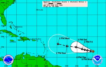 Tropical Storm Gaston's five-day forecast track (NOAA) Tropical Storm Gaston's five-day forecast track (NOAA)