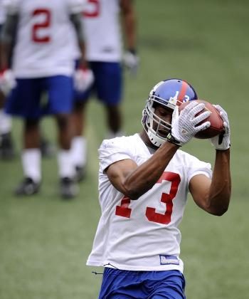 CATCHING ON FAST: Giants rookie wideout Ramses Barden #13 made several exciting plays during the first week of training camp. (Jeff Zelevansky/Getty Images)