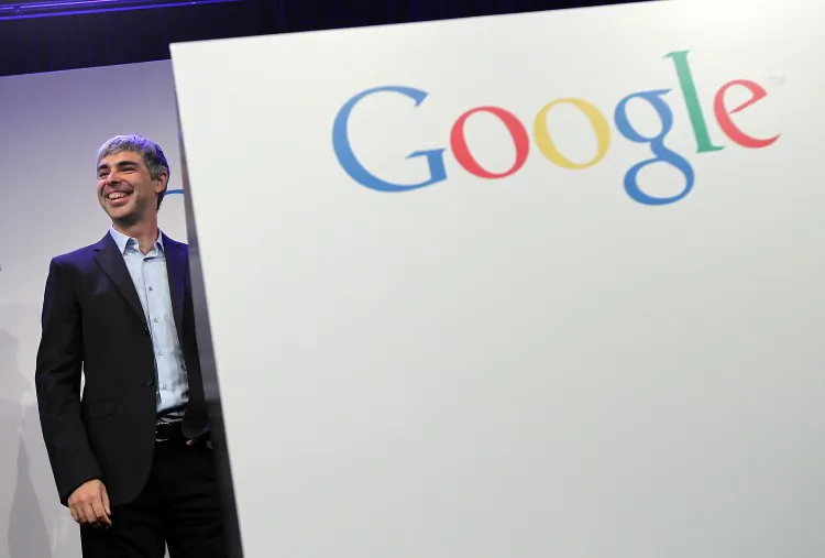 Google CEO Larry Page in front of a Google logo in New York City, May 21 2012. Google scored a comprehensive victory over Oracle in the patent part of the Android-Java lawsuit. (Getty Images)