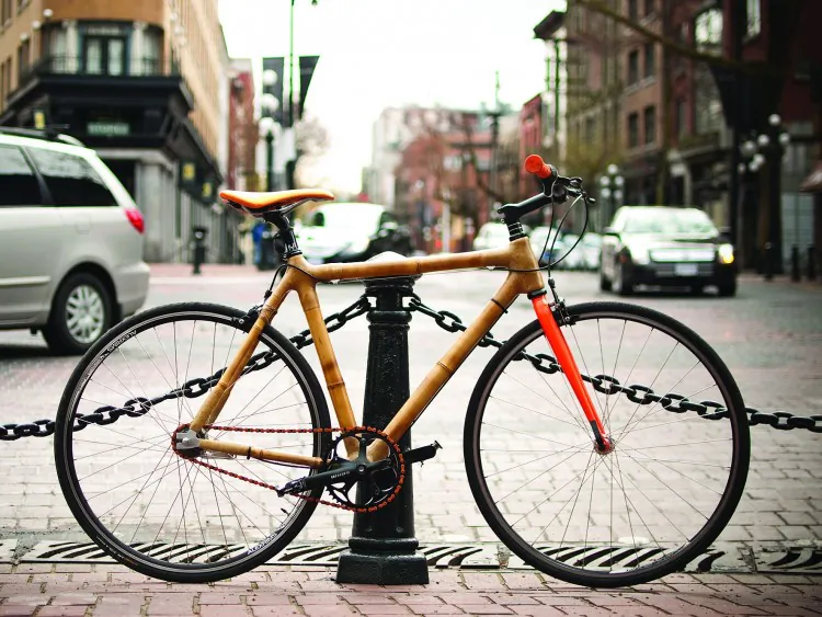 Foreman and designer Josh Armstrong works in the Grass Frames studio on Main Street in Vancouver. The company is one of the first to design and build bamboo bikes in Canada. (Courtesy Grass Frames)