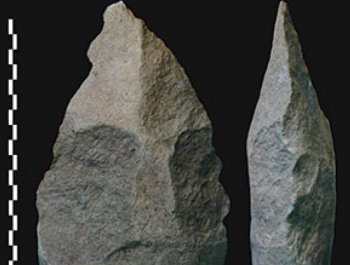 ANCIENT TOOLS: Early humans were using stone hand axes as far back as 1.8 million years ago. (Pierre-Jean Texier/National Center of Scientific Research, France)