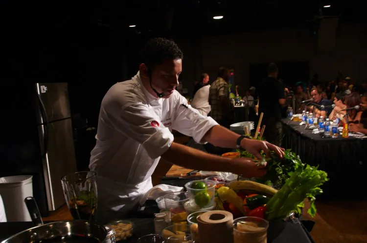 Competitor Chef Guillermo Javier Gomez representing Mexico in the 2011 Iron Chef competition. During this year’s Hot & Spicy Food Festival at the Harbourfront Centre, Canada’s Nick Liu will face Mexico’s Jonatan Gomez Luna Torres in the semi-finals. Come watch the showdown this Saturday and the finale that follows the day after. (Courtesy Harbourfront Centre)