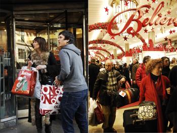 Shoppers swarm inside and outside Macy's looking for holiday gifts for friends and family. (Dai Bing/The Epoch Times) Shoppers swarm inside and outside Macy's looking for holiday gifts for friends and family. (Dai Bing/The Epoch Times)