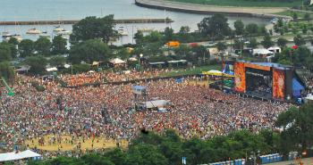 An aerial view of Lollapalooza 2007. The music and arts festival takes place every year in Grant Park. (Jeff Gentner/ Getty Images) An aerial view of Lollapalooza 2007. The music and arts festival takes place every year in Grant Park. (Jeff Gentner/ Getty Images)