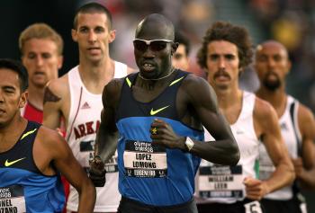 Lopez Lomong competes in the men's 1,500 meter heats during the U.S. Track and Field Olympic Trials on July 3, 2008 in Oregon, U.S. (Andy Lyons/Getty Images)