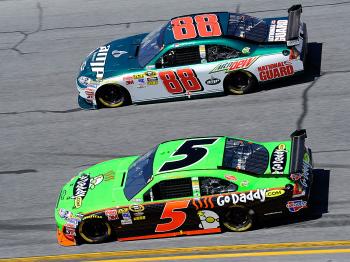 Mark Martin, in the #5 GoDaddy.com Chevrolet, and Dale Earnhardt Jr., in the #88 AMP Energy/National Guard Chevrolet, are both hoping for the final spot in the Chase. (John Harrelson/Getty Images) Mark Martin, in the #5 GoDaddy.com Chevrolet, and Dale Earnhardt Jr., in the #88 AMP Energy/National Guard Chevrolet, are both hoping for the final spot in the Chase. (John Harrelson/Getty Images)
