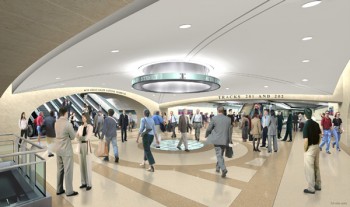 An artist's rendering of what the new 67,000-square-foot Long Island Railroad terminal that lies 90 feet below Grand Central Terminal will look like when finished. (Courtesy of MTA) An artist's rendering of what the new 67,000-square-foot Long Island Railroad terminal that lies 90 feet below Grand Central Terminal will look like when finished. (Courtesy of MTA)