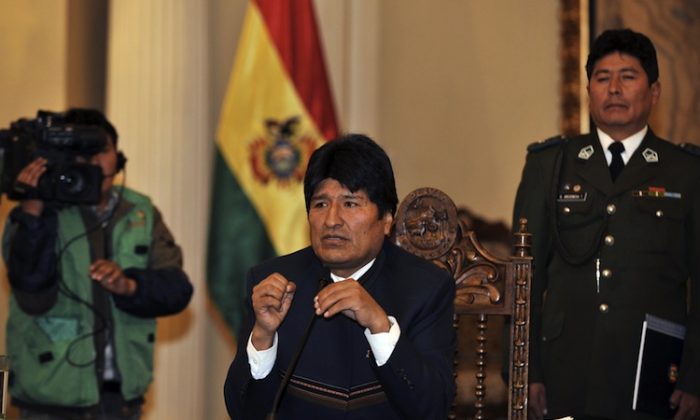 Bolivian President Evo Morales speaks during a press conference at the presidential palace Quemado, in La Paz on July 2. (Aizar Raldes/AFP/GettyImages)