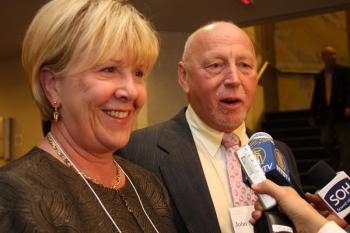 Caledon Mayor Marilyn Morrison attends with her husband. (The Epoch Times)