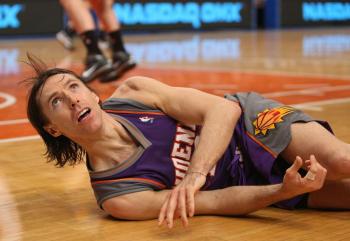 Steve Nash's No. 1 Phoenix Suns fell to the New York Knicks on Tuesday night. Danilo Gallinaro led the Knicks with 27 points. (Nick Laham/Getty Images)