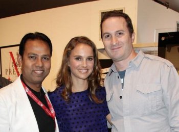 Natalie Portman (C) Director Darren Aronofski (R), and Munawar Hosain (L), attend the Hollywood Foreign Press Asscociation Cocktail Party during the 67th Venice Film Festival at Style Lounge on September 2, 2010 in Venice, Italy. ( Andreas Rentz/Getty Images)