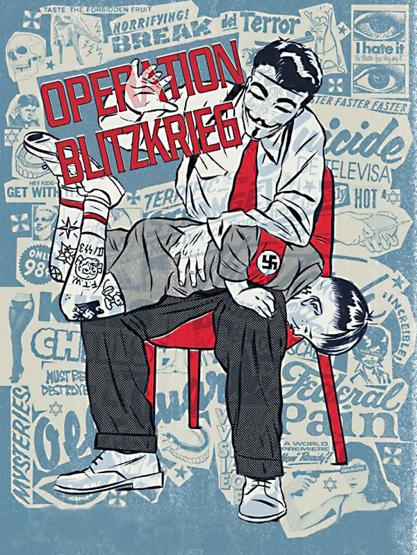 An illustration used by Anonymous to sum up Operation Blitzkrieg.(nazi-leaks.net)
