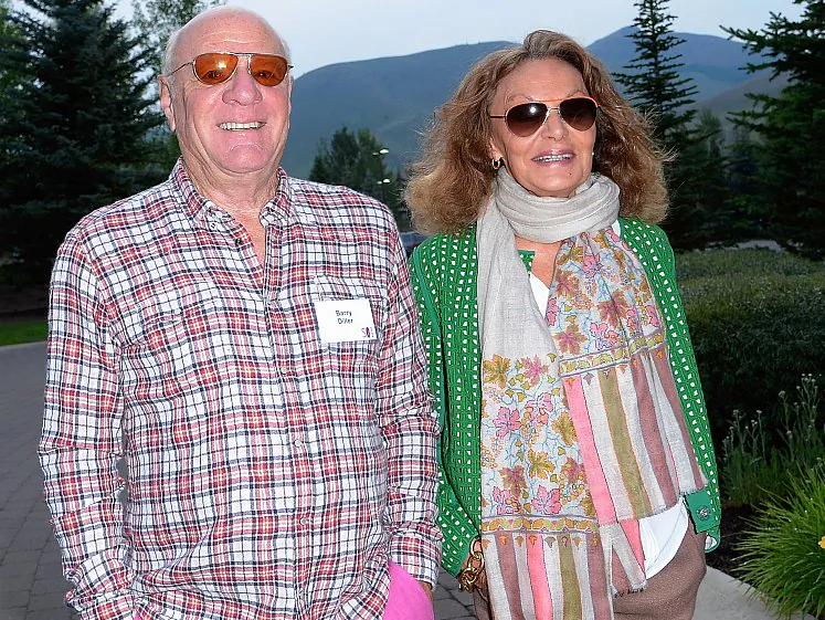 Barry Diller, chairman of IAC/InterActiveCorp., and his wife, designer Diane Von Furstenberg, arrive for a morning meeting at the Allen & Company Sun Valley Conference in Sun Valley, Idaho, July 13. On Sunday, Diller announced he scooped up the know-how Q&A website About.com for $300 million in cash. (Kevork Djansezian/Getty Images)