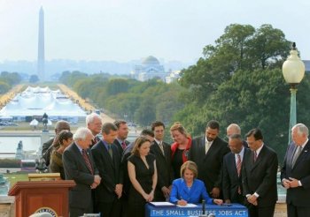 House Speaker Nancy Pelosi And House Democrats Sign Small Business Jobs Act. (Mark Wilson/Getty Images)