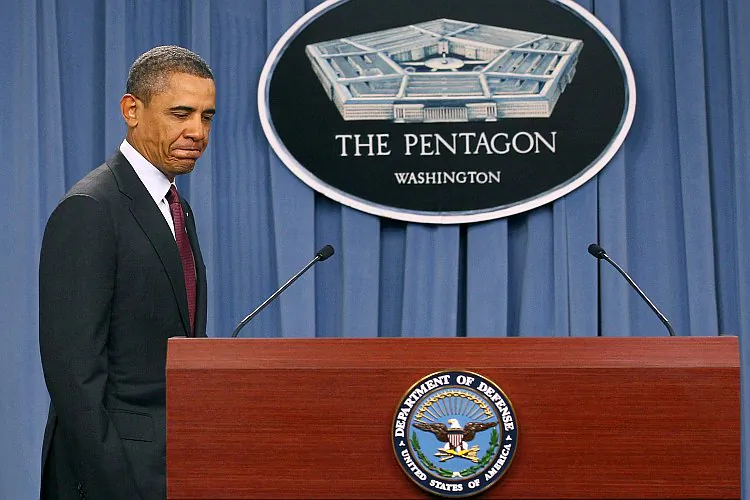 U.S. President Barack Obama walks to the podium to speak about military budget cuts at the Pentagon on January 5, 2012 in Washington, DC. President Obama announced U.S. Department of Defense strategic priorities that will guide Pentagon spending over the next 10 years. (Mark Wilson/Getty Images)