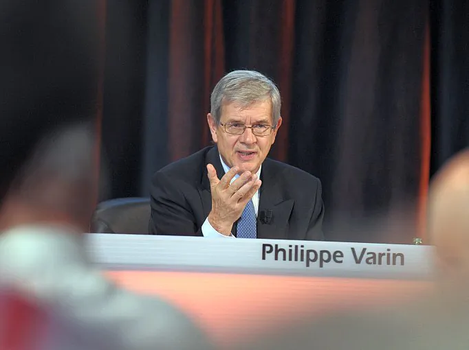 The head of French carmaker PSA Peugeot Citroën Philippe Varin gestures as he answers journalists’ questions after his presentation of the group's distressing first half 2012 results in Paris, July 25. The group has lost nearly $1 billion so far this year. (Eric Piermont/AFP/GettyImages)