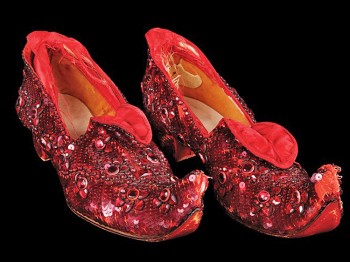 These are the test slippers from the 1939 movie 'The Wizard of Oz.' In the well-known scene, Dorothy, wearing the magic red slippers, closes her eyes and repeats the words, 'There is no place like home.' (Courtesy of Profiles in History) These are the test slippers from the 1939 movie 'The Wizard of Oz.' In the well-known scene, Dorothy, wearing the magic red slippers, closes her eyes and repeats the words, 'There is no place like home.' (Courtesy of Profiles in History)