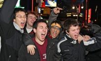 Giants Fans Celebrate Super Victory in Times Square