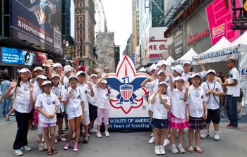 CENTENNIAL: The Boy Scouts of America celebrated their 100th anniversary over the weekend, with events taking place in Times Square on Saturday. (Gary Du/The Epoch Times)