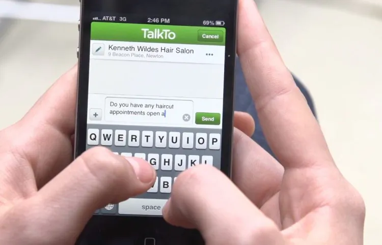 The TalkTo app allows users to send text messages to any business in Canada and promises a timely and accurate response. (Screenshot Feb. 11)