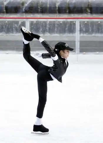 GLIDING AT THE ROCK: A young skater with The Ice Theatre of New York performed at The Rink at Rockefeller Center. Special guest, French Olympian skater Surya Bonaly also performed on Wednesday afternoon. (Edward Dai/Epoch Times)