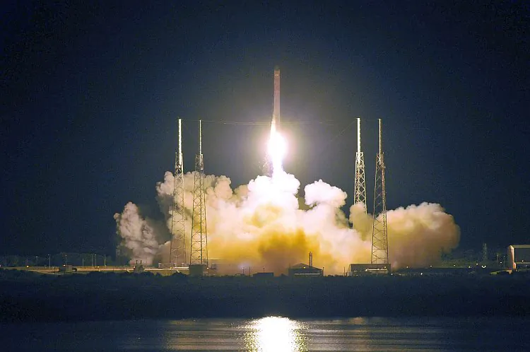 SpaceX’s Falcon 9 rocket early on May 22 as it heads for space carrying the company’s Dragon spacecraft from pad 40 at Cape Canaveral, Fla. The Dragon capsule is scheduled to dock with the International Space Station in a few days. (Bruce Weaver/AFP/GettyImages)