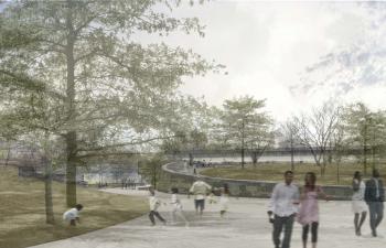 An artistic rendering of the renovated Prospect Park Lake shore as it will appear in 2012. (Prospect Park Alliance/Tod Williams Billie Tsien Architects) An artistic rendering of the renovated Prospect Park Lake shore as it will appear in 2012. (Prospect Park Alliance/Tod Williams Billie Tsien Architects)