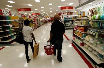 CONFIDENCE LOWER: Shoppers walk through Target's Harlem store last month in New York City. The latest consumer sentiment readings show a much grimmer view of the economy.  (Chris Hondros/Getty Images)