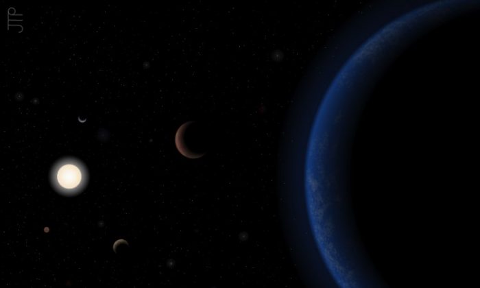 Artist's impression of Tau Ceti and its five planets. (University of Hertfordshire)