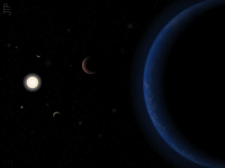 Artist's impression of Tau Ceti and its five planets. (University of Hertfordshire)