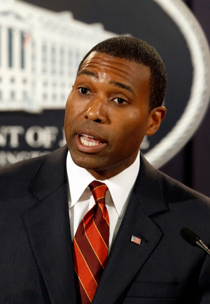 Assistant Attorney General for the Civil Division Tony West announces that pharmaceutical giant Pfizer will pay a record $2.3 billion settlement for illegal drug promotion during a news conference at the Department of Justice Sept. 2, 2009, in Washington. This is an example of increased enforcement efforts by the Department of Justice to combat financial crimes. (Chip Somodevilla/Getty Images)