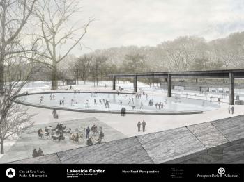An artistic rendering of the renovated Prospect Park Lake shore as it will appear in 2012. (Prospect Park Alliance/Tod Williams Billie Tsien Architects) An artistic rendering of the renovated Prospect Park Lake shore as it will appear in 2012. (Prospect Park Alliance/Tod Williams Billie Tsien Architects)