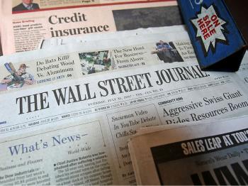 The Wall Street Journal sits on a downtown newsstand in New York City.   (Mario Tama/Getty Images)