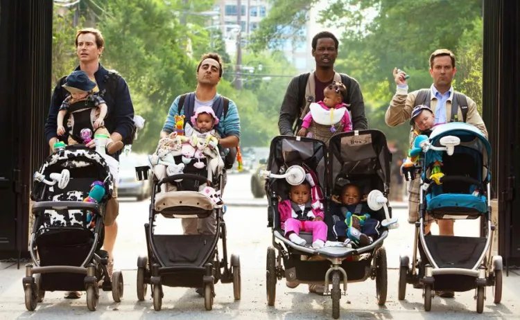 (L-R) Rob Huebel, Amir Talai, Chris Rock, and Thomas Lennon in the comedy-drama-romance ;What to Expect When You’re Expecting.' (Courtesy Lions Gate Entertainment)